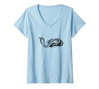 Femme Serpent python T-Shirt avec Col en V