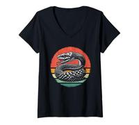 Femme Serpent Rétro Vintage Cobra Snakes Animal T-Shirt avec Col en V
