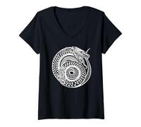 Femme Serpent Viking Saga Midgard Nœud Celtique Walhalla T-Shirt avec Col en V