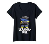 Femme Serre-tête avec Drapeau ukrainien pour Fille T-Shirt avec Col en V