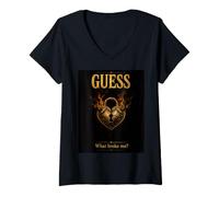 Femme Serrure Gothique en Forme de cœur brisé - Motif Romantique Sombre T-Shirt avec Col en V