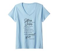 Femme Servant of All Be First Mark 9:35 Jesus Scripture Pray T-Shirt avec Col en V