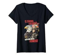 Femme Service féroce avec Motif Soldat féminin d'honneur T-Shirt avec Col en V