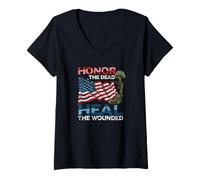 Femme Service Militaire Honor The Dead Heal The Wounded Warrior T-Shirt avec Col en V