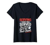Femme Servir ceux qui ont servi maintenant Hand Me That Chart VA Nurse T-Shirt avec Col en V