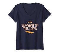 Femme Serviteur du Seigneur - Célébrez l'amour du Christ T-Shirt avec Col en V