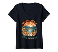 Femme Ses miséricordes sont Nouvelles Chaque Matin, Lam. 3 22-23 T-Shirt avec Col en V