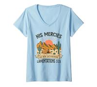 Femme Ses miséricordes sont Nouvelles Chaque Matin - Lamentations 3:23 Retro T-Shirt avec Col en V