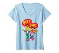 Femme Sesame Street Bert Ernie Best Buds Friends BFF Classic Pals T-Shirt avec Col en V