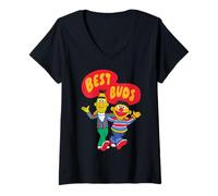 Femme Sesame Street Bert Ernie Best Buds Friends BFF Pals Classic T-Shirt avec Col en V