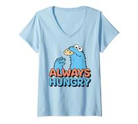 Femme Sesame Street Cookie Monster Always Hungry Pose Classic Lol T-Shirt avec Col en V