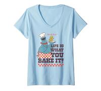 Femme Sesame Street Cookie Monster Baker Hot Fresh Yummy Vintage T-Shirt avec Col en V