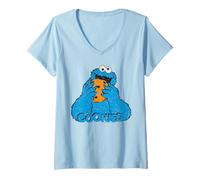 Femme Sesame Street Cookie Monster Cookies Forever Classic Happy T-Shirt avec Col en V
