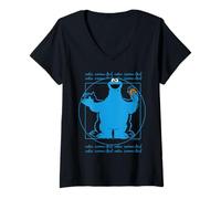 Femme Sesame Street Cookie Monster Da Vinci Parodie Fun Classic T-Shirt avec Col en V