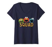 Femme Sesame Street Cookie Monster Elmo Grouch Team Squad Classic T-Shirt avec Col en V