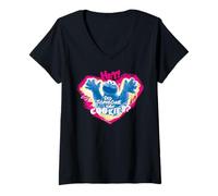 Femme Sesame Street Cookie Monster Graffiti Splash Classique T-Shirt avec Col en V