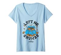Femme Sesame Street Cookie Monster He Ate Circle T-Shirt avec Col en V