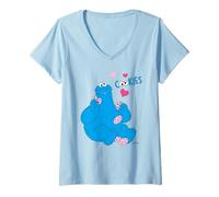 Femme Sesame Street Cookie Monster Hungry Fun Love Cookies Classiques T-Shirt avec Col en V