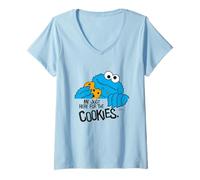 Femme Sesame Street Cookie Monster Lol est là pour Les Cookies rétro T-Shirt avec Col en V