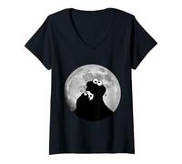 Femme Sesame Street Cookie Monster Moon Sesame Street T-Shirt avec Col en V
