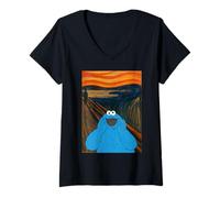 Femme Sesame Street Cookie Monster Scream Parodie Munch Lol Classic T-Shirt avec Col en V