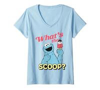 Femme Sesame Street Cookie Monster Summer Ice Cream Cuillère à Glace Classique T-Shirt avec Col en V