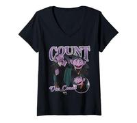 Femme Sesame Street Count Von Count Bootleg Style T-Shirt avec Col en V