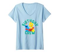 Femme Sesame Street Elmo Big Bird Cookie Monster Birthday Crew T-Shirt avec Col en V