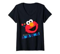 Femme Sesame Street Elmo Cuddle Cute Sweet Face Awesome Classic T-Shirt avec Col en V