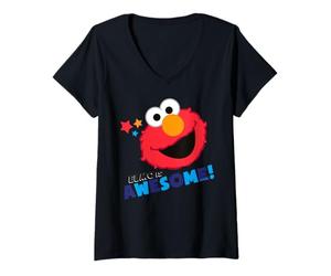 Femme Sesame Street Elmo Cuddle Cute Sweet Face Awesome Classic T-Shirt avec Col en V