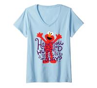 Femme Sesame Street Elmo Monster Hug Pose Vintage BFF T-Shirt avec Col en V