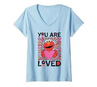 Femme Sesame Street Elmo You are Loved T-Shirt avec Col en V