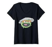 Femme Sesame Street Manga Head Oscar T-Shirt avec Col en V