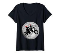 Femme Sesame Street Moon Bikers Xmas Christmas Sesame Rue Sésame T-Shirt avec Col en V