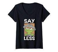 Femme Sesame Street Oscar Say Less Square T-Shirt avec Col en V