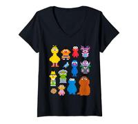 Femme Sesame Street Pixel Gang T-Shirt avec Col en V