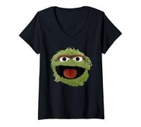 Femme Sesame Street Real Face Oscar T-Shirt avec Col en V
