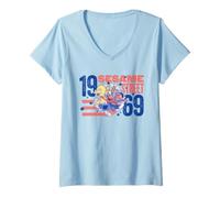 Femme Sesame Street Red, White and Blue Group Breakout T-Shirt avec Col en V