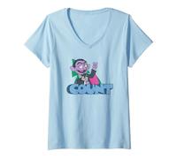 Femme Sesame Street The Count Simple Graffiti Tag T-Shirt avec Col en V