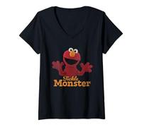 Femme Sesame Street Tickle Me Elmo Tickle Monster T-Shirt avec Col en V