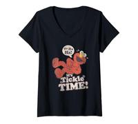 Femme Sesame Street Tickle Me Elmo Tickle Tim T-Shirt avec Col en V