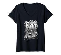 Femme Seul Dieu peut me juger Chicano Tattoo Art Prière Low Rider T-Shirt avec Col en V