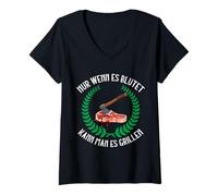 Femme Seulement si Elle saigne Peut être Griller de la Viande Viking T-Shirt avec Col en V