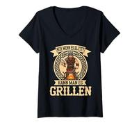 Femme Seulement si Elle saigne Peut être Griller de la Viande Viking T-Shirt avec Col en V