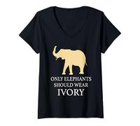 Femme Seuls Les éléphants devraient Porter de l'ivoire - Amoureux des Animaux, Pas de braconnage T-Shirt avec Col en V