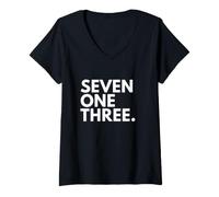 Femme Seven One Three Code régional 713 Houston Texas T-Shirt avec Col en V