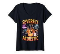 Femme Severely Acoustic Musicien Guitariste T-Shirt avec Col en V