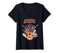 Femme Severely Acoustic Musicien Guitariste T-Shirt avec Col en V