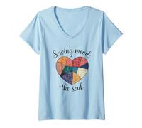 Femme Sewing Mends The Soul Couturière pour femme et fille T-Shirt avec Col en V