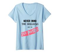 Femme Sex Pistols Official Never Mind The Bollocks Rose T-Shirt avec Col en V
